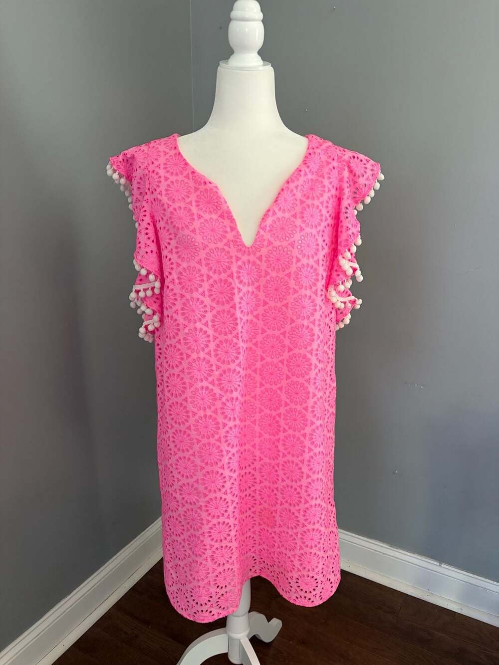 Lilly Pulitzer Astara Eyelet Shift Dress - Prosecco Pink, Size L